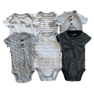 Baby boy Carters Gray & Black Short Sleeve Bodysuit Bundle – 0–3 Months NEW